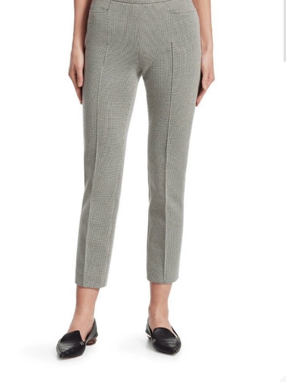 Akris Punto Houndstooth Franca Trousers Flat Front Tailored Pants Black White 2